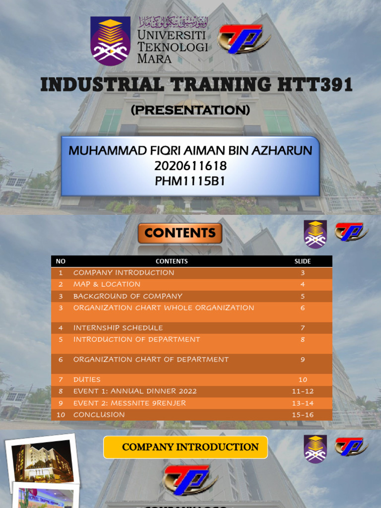 Industrial Training HTT391 Presentation Uitm PDF
