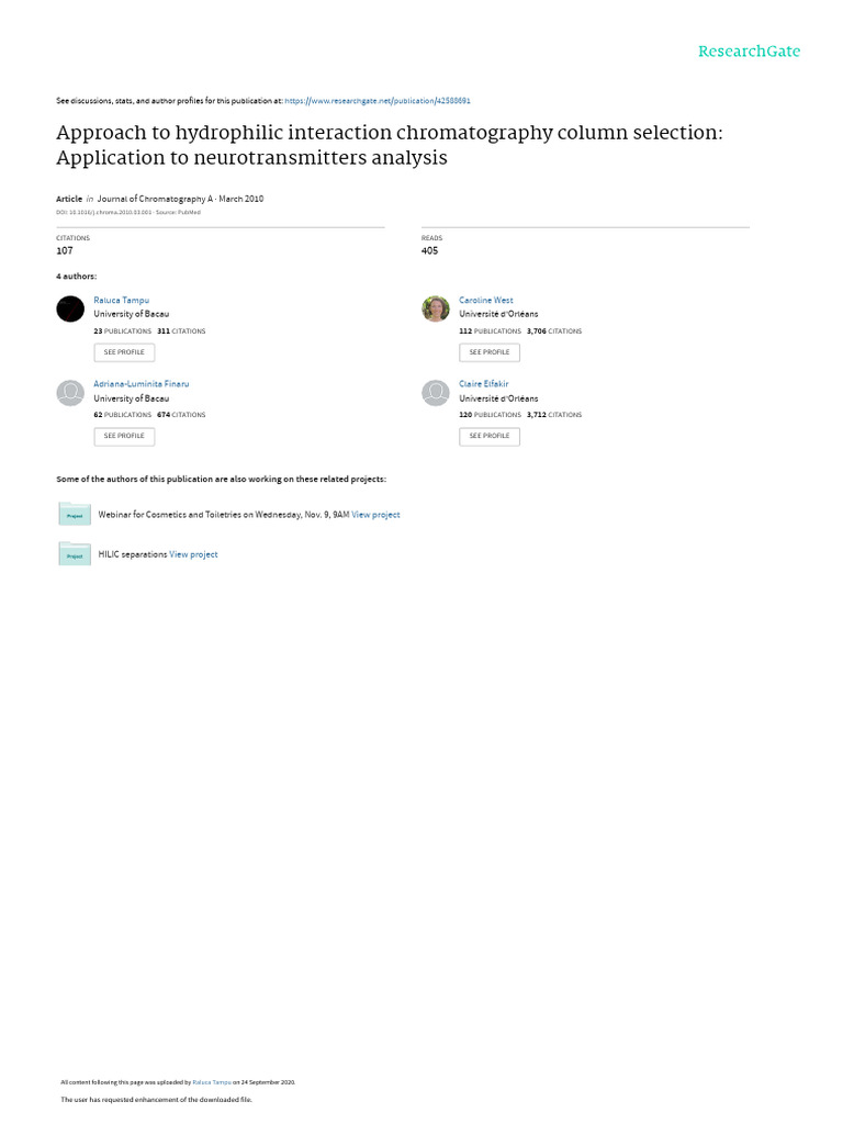 Approach To Hydrophilic Interaction Chromatography Column Selection