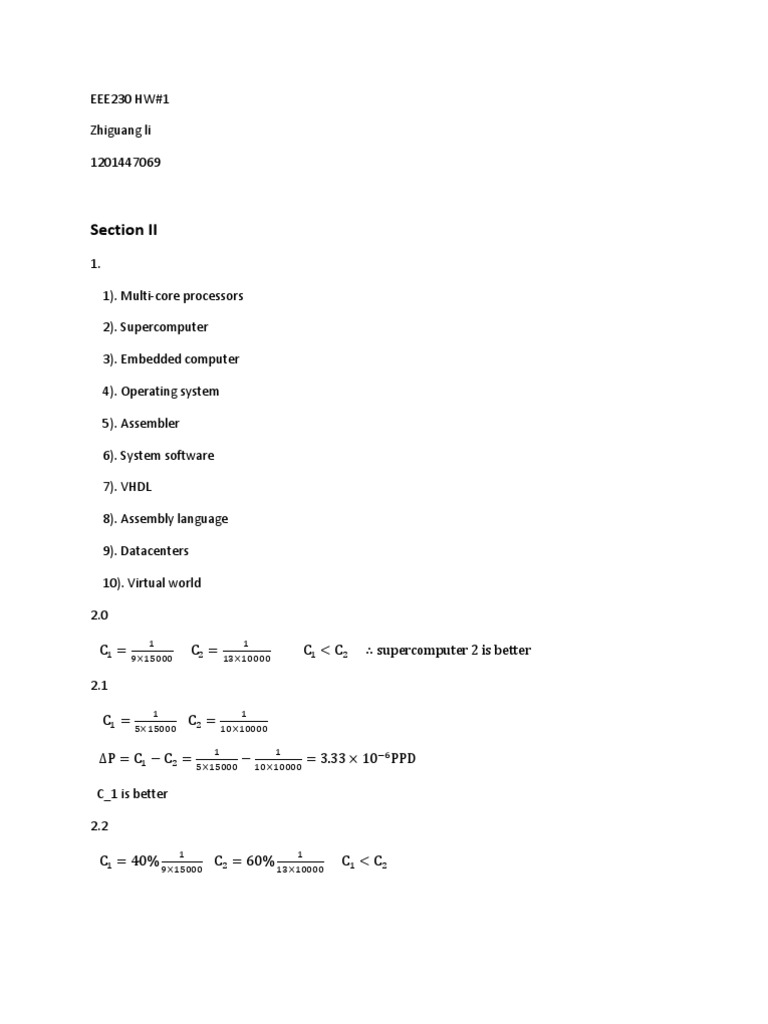 Section II: EEE230 HW#1 Zhiguang Li 1201447069 | PDF