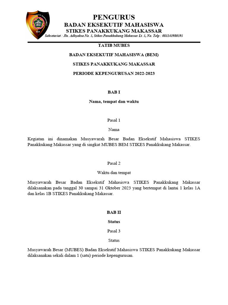 Tata Tertib MUBES BEM STIKES 2023 | PDF | Karier & Perkembangan