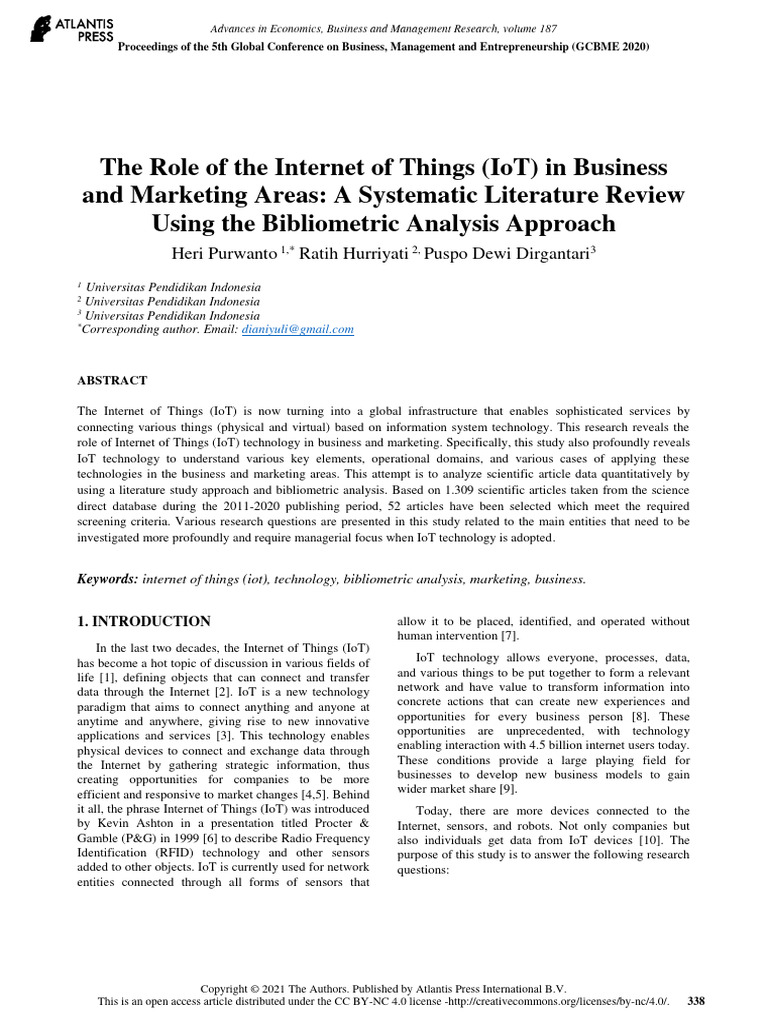 The Role of The Internet of Things (Iot) in Business and Marketing ...