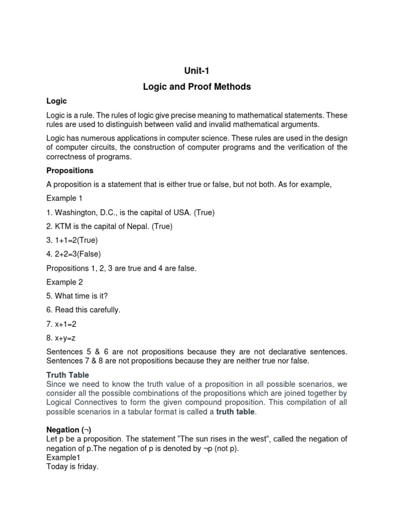 Logic and Proof Methods PDF