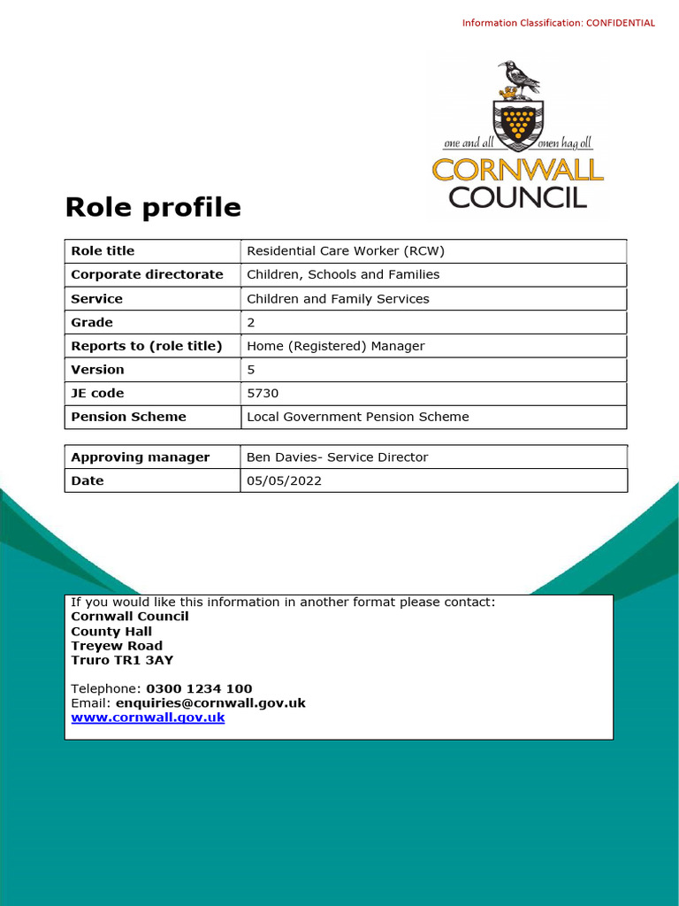 5730 Residential Care Worker Role Profile | PDF
