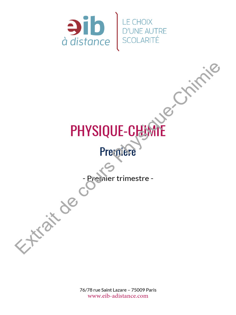 Cours de PhysiqueChimie Première PDF — free download