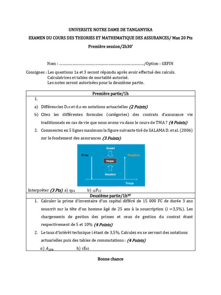 Examen TMA : Théories et Calculs | PDF