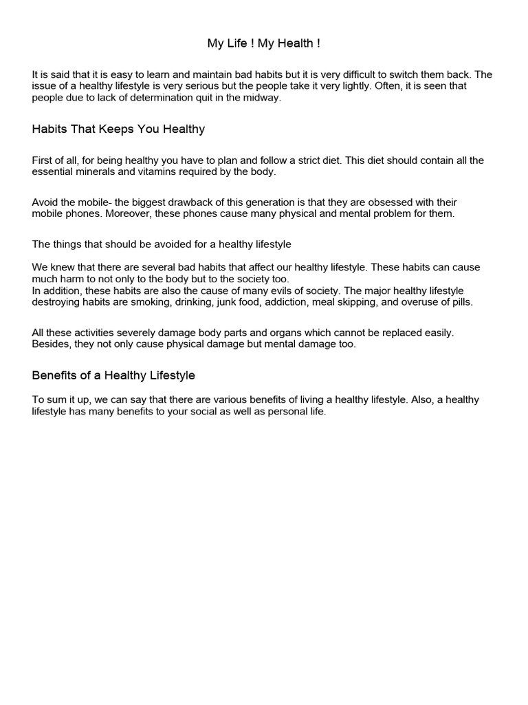 My Life My Health !! | PDF