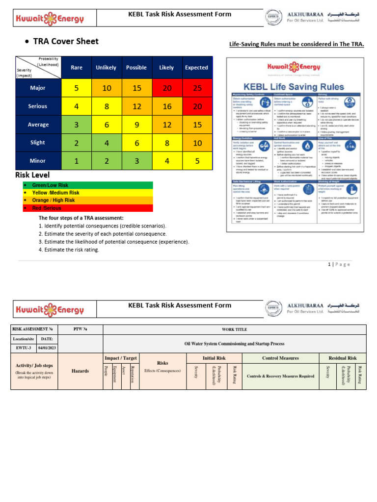 BK9A GEN 000 HSE RSK 0002 A Risk Assessment Tool | PDF