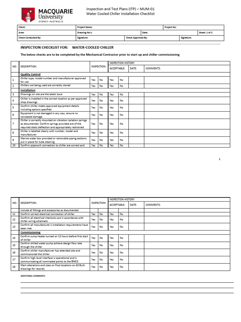 Property Mq.edu Au Inspection and Test Plans (ITP) MUM01