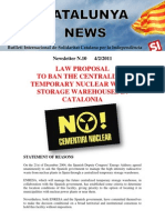 Law Proposal To Ban The Centralized Temporary Nuclear Waste Storage Warehouses in Catalonia