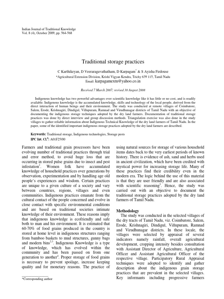 Post Harvest Storage Methods PDF