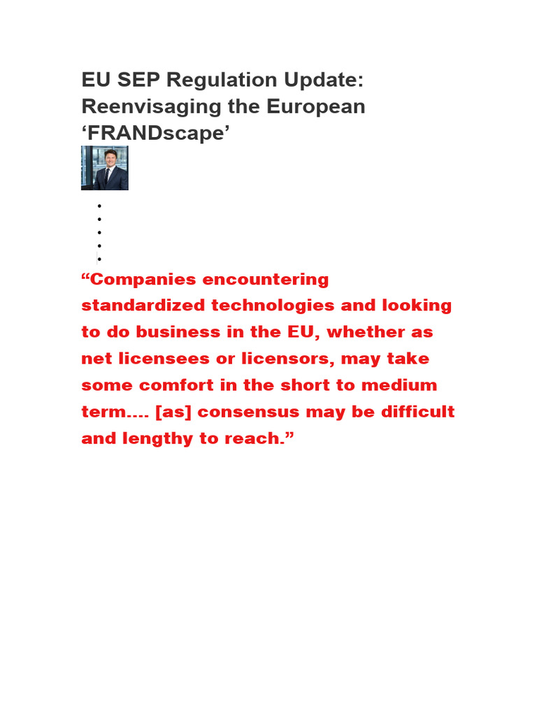 EU SEP Regulation Update PDF