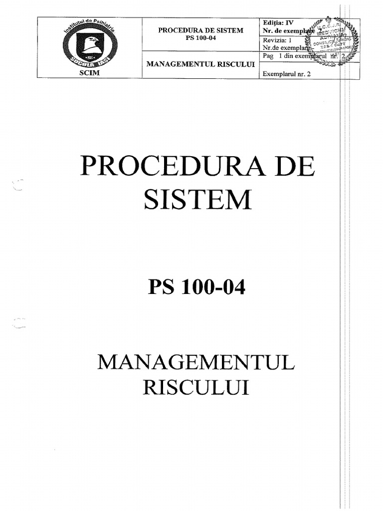 Ps 100 04 Managementul Riscurilor | PDF