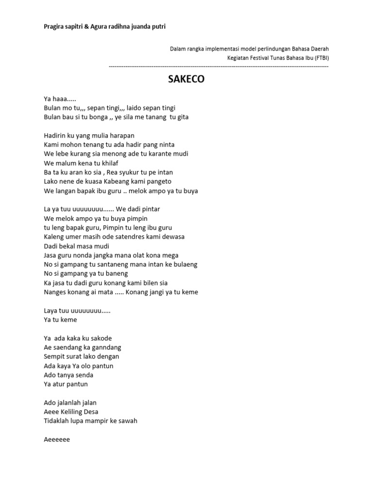 Sakeco Festival Tunas Bahasa Ibu (FTBI) | PDF | Kajian Bahasa Asing