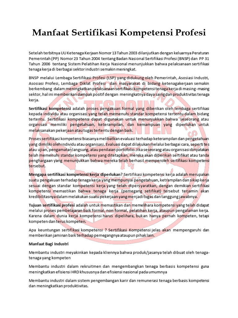 Sertifikasi Profesional untuk Lulusan Vokasi