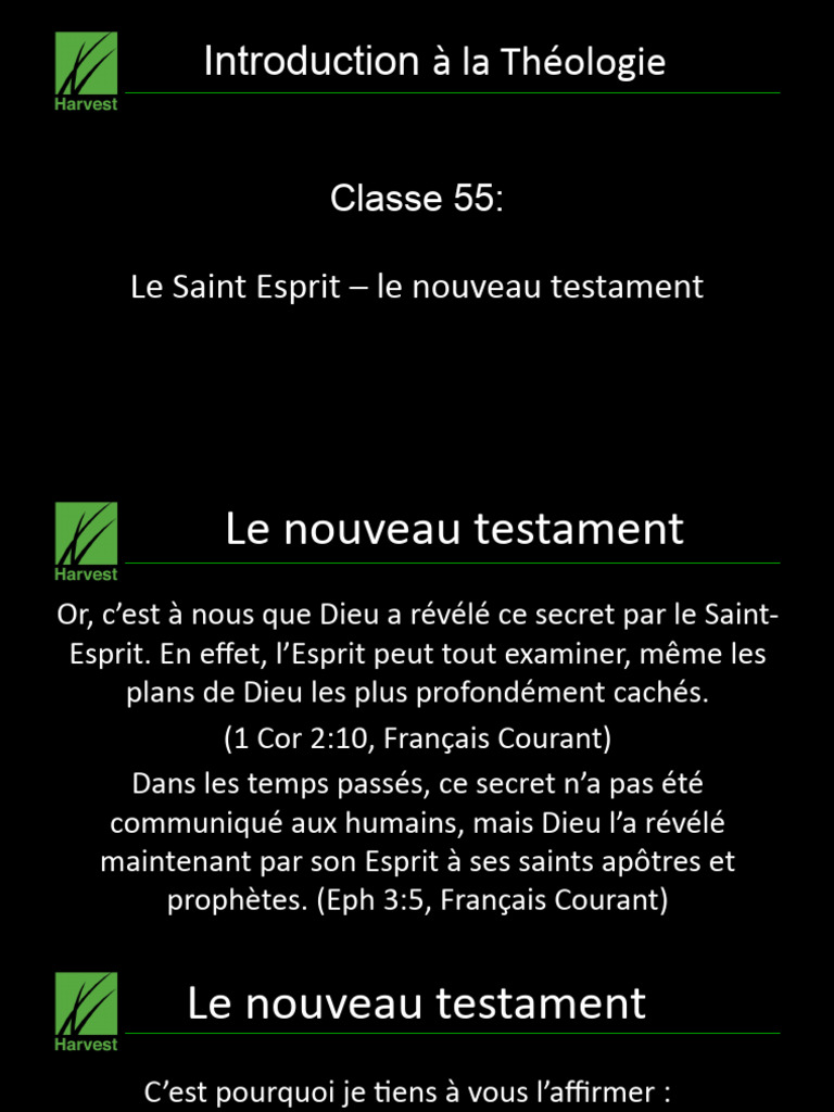 À La Théologie: Classe 55: Le Saint Esprit - Le Nouveau Testament | PDF