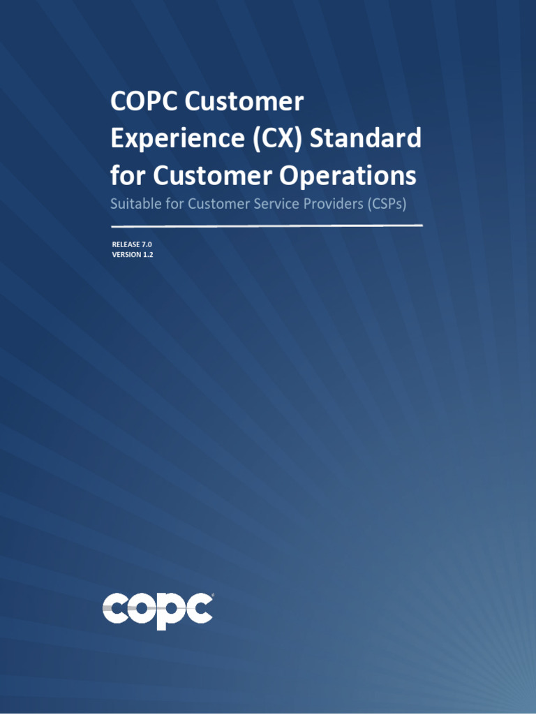 COPC CX Standard for Service Providers | PDF