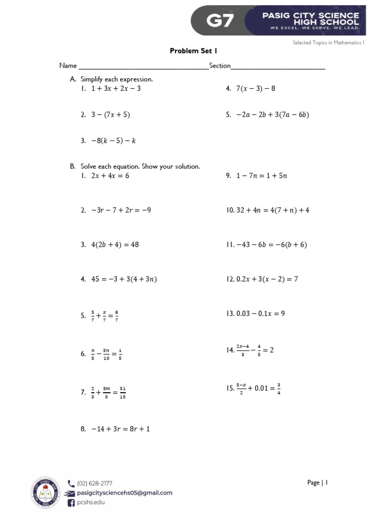 STM 1 Problem Set 1 | PDF