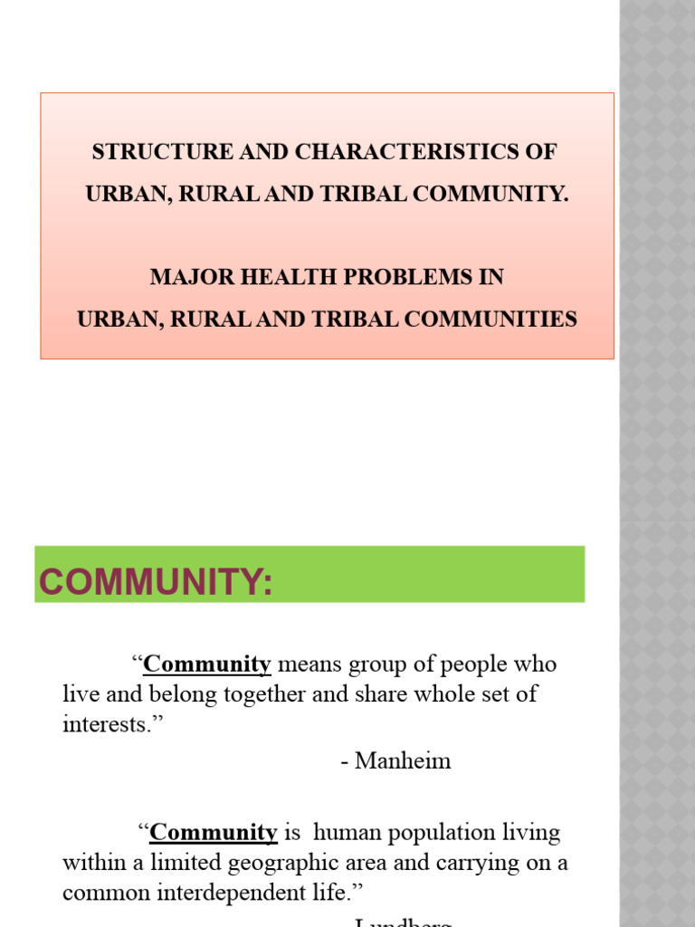 Characteristics of Rural Communities | PDF
