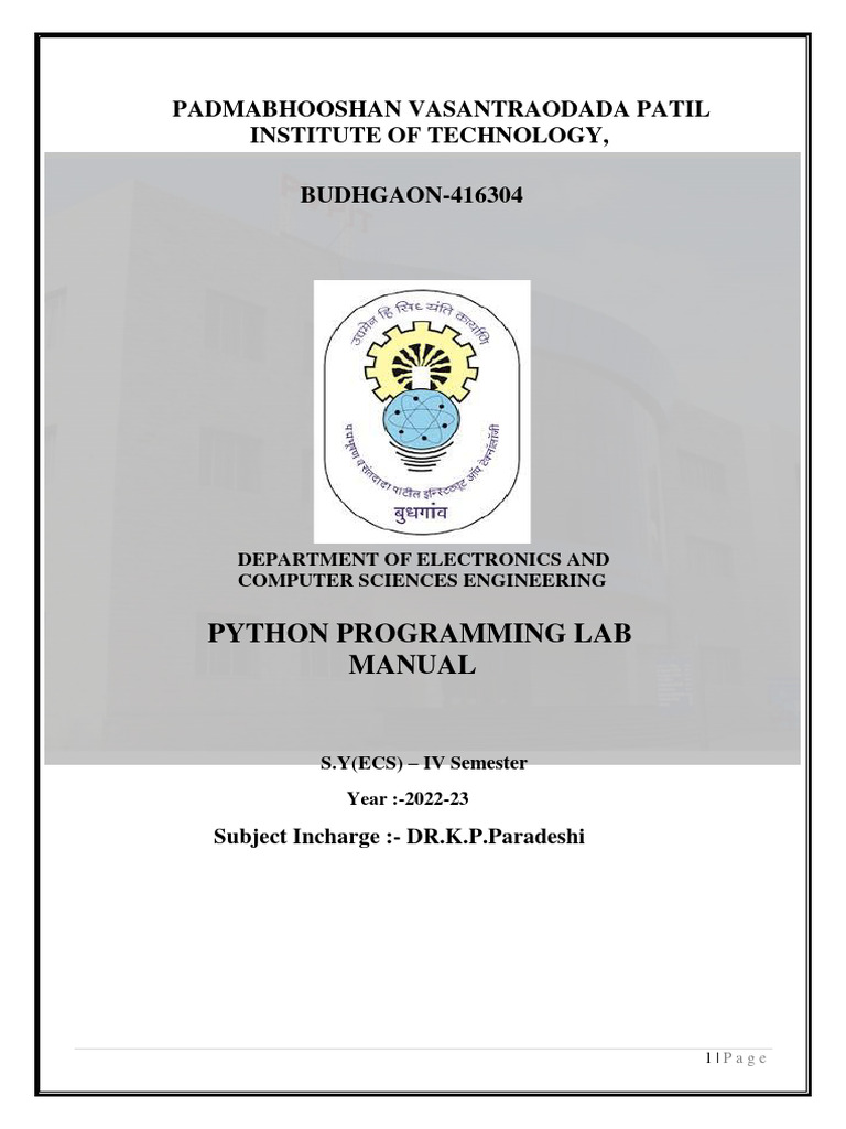 Python Lab Manual by DR Kiransing Pratapsing Paradeshi | PDF