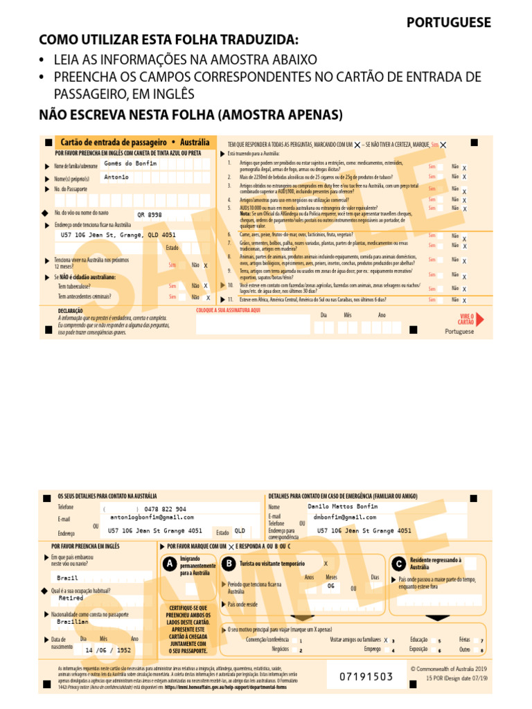 15 - Incoming Passenger Card | PDF