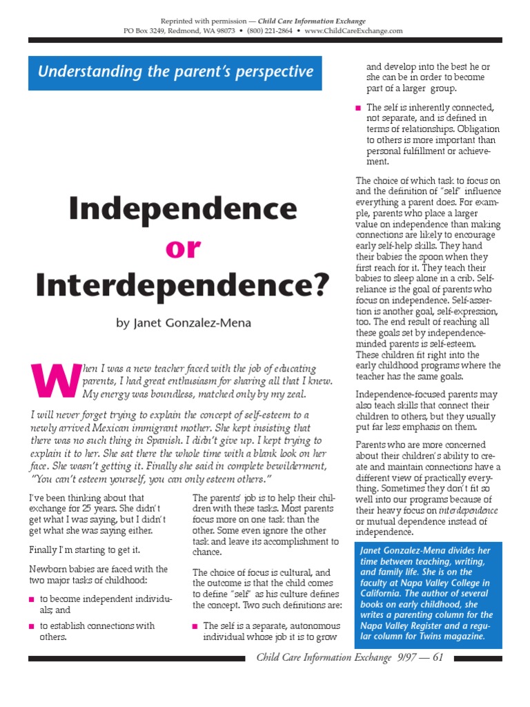 essay on independence vs interdependence
