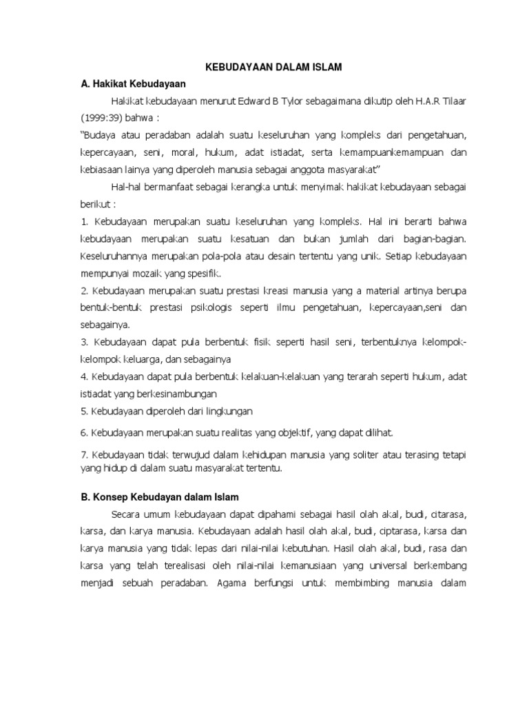 Makalah Kebudayaan Dalam Islam