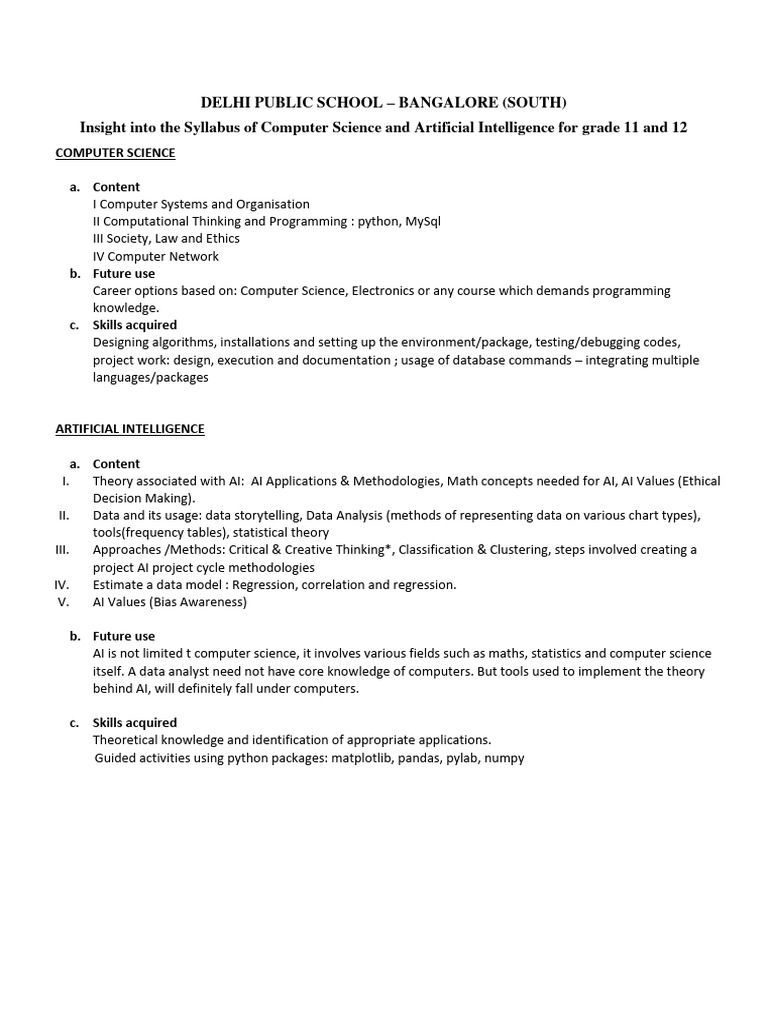 Comp sci vs ai pdf