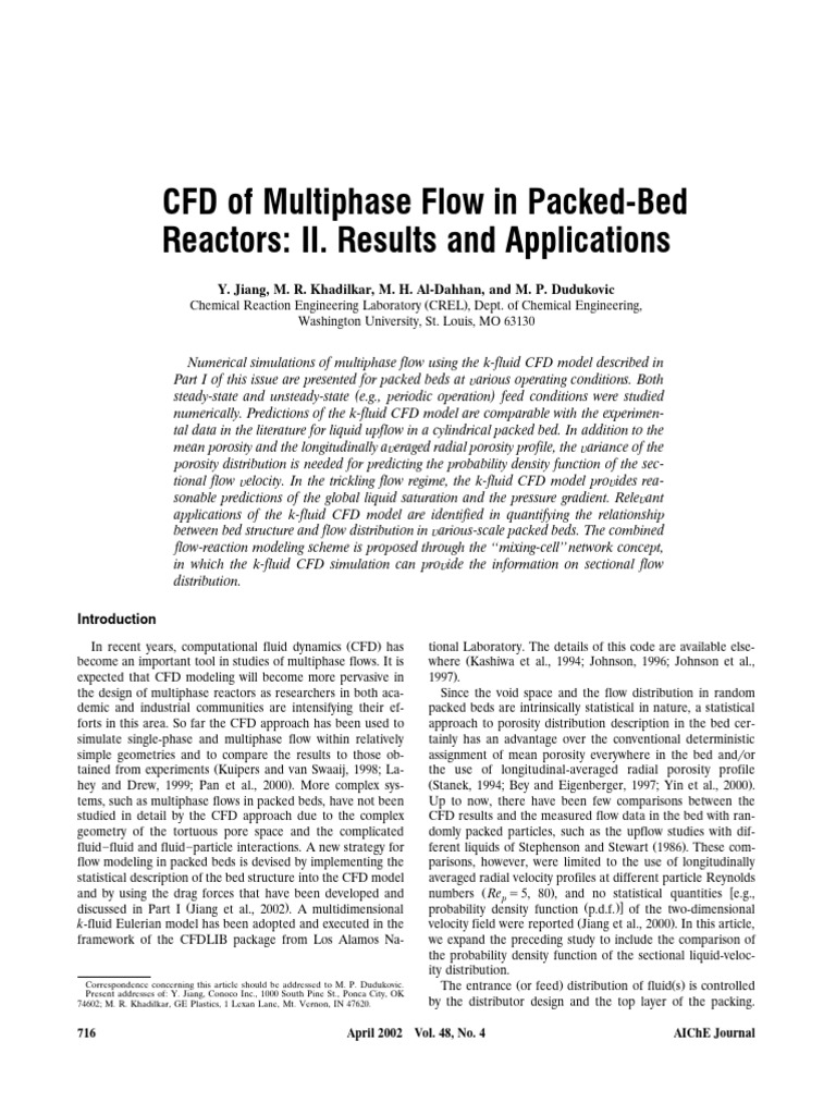 Jiang2002 CFD of Multiphase Flow in Packed-Bed | Download Free PDF ...