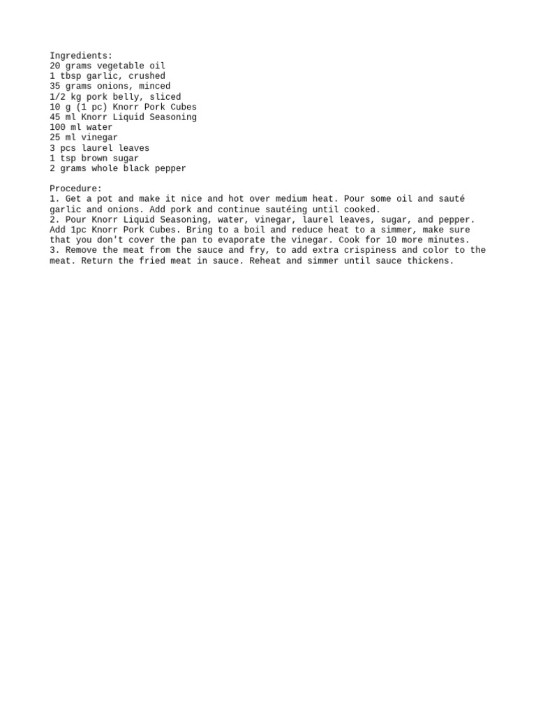 Adobo Recipe PDF