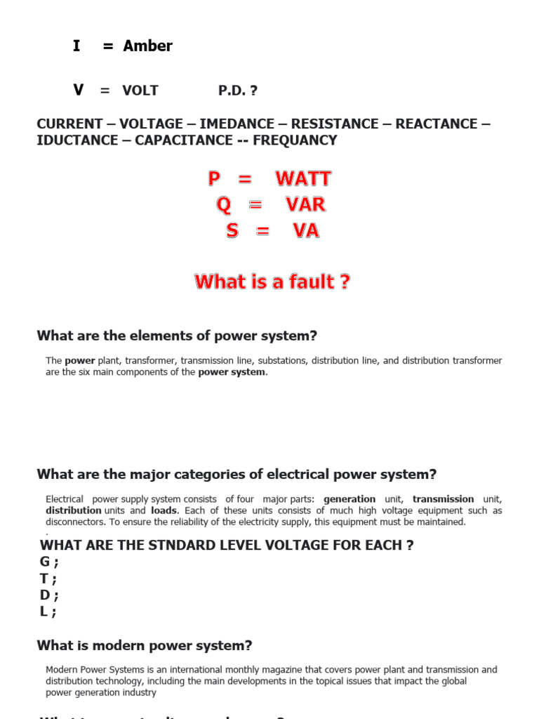 9what Are The Elements of Power System PDF Electric Power Voltage