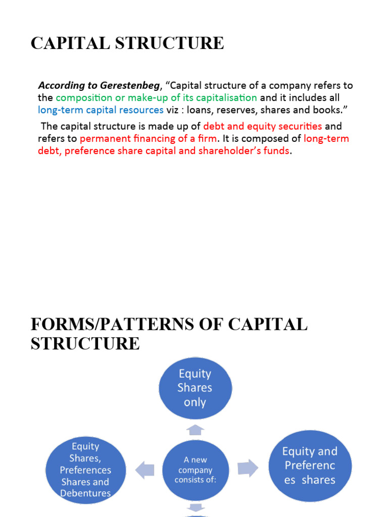 CAPITAL STRUCTURE Risk Management Lecture PDF Capital Structure