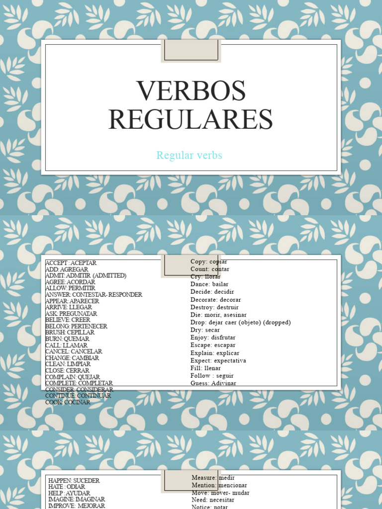 Lista Completa de Verbos Regulares en Inglés | PDF | Arte