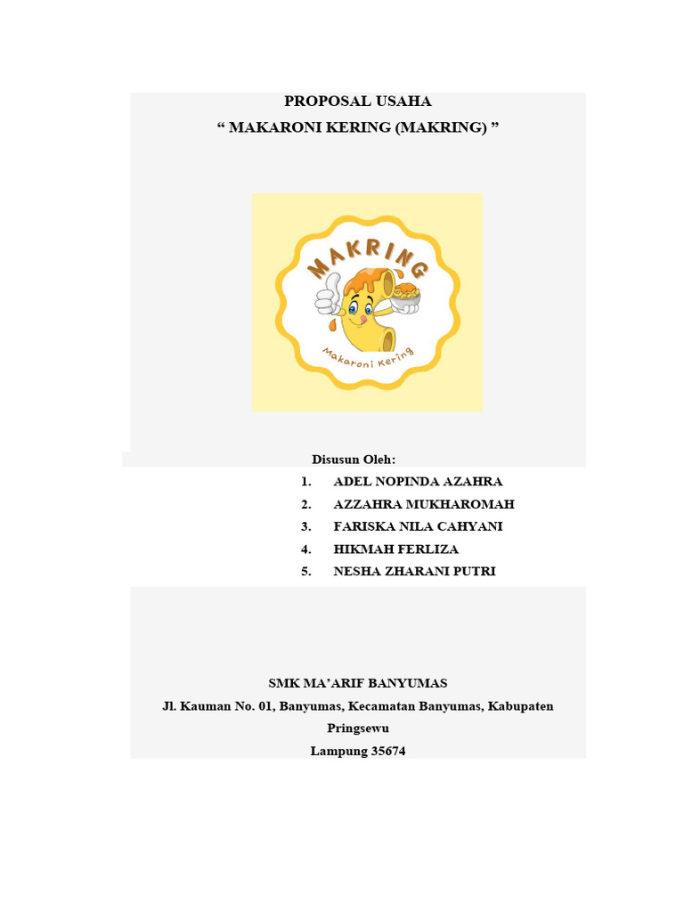 Proposal Usaha Makaroni Kering | PDF