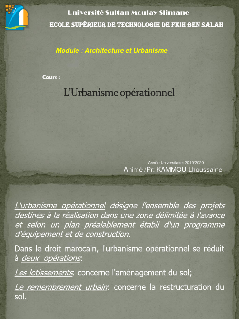 Définition de l'Urbanisme Opérationnel | PDF