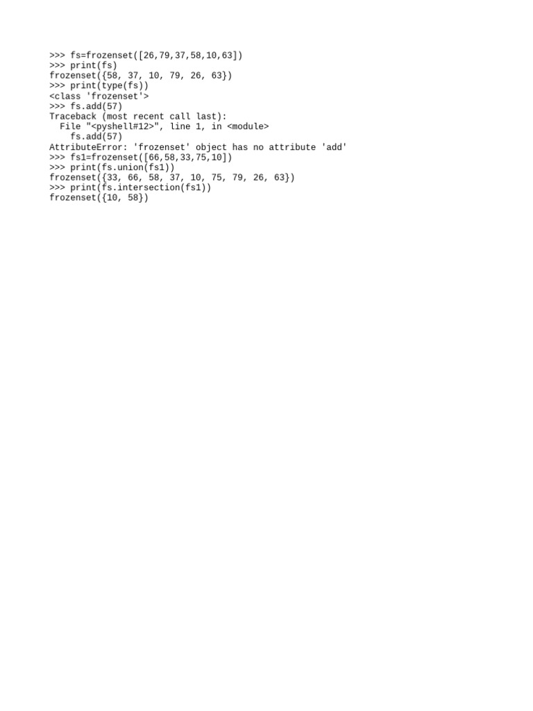 Python Frozenset | PDF