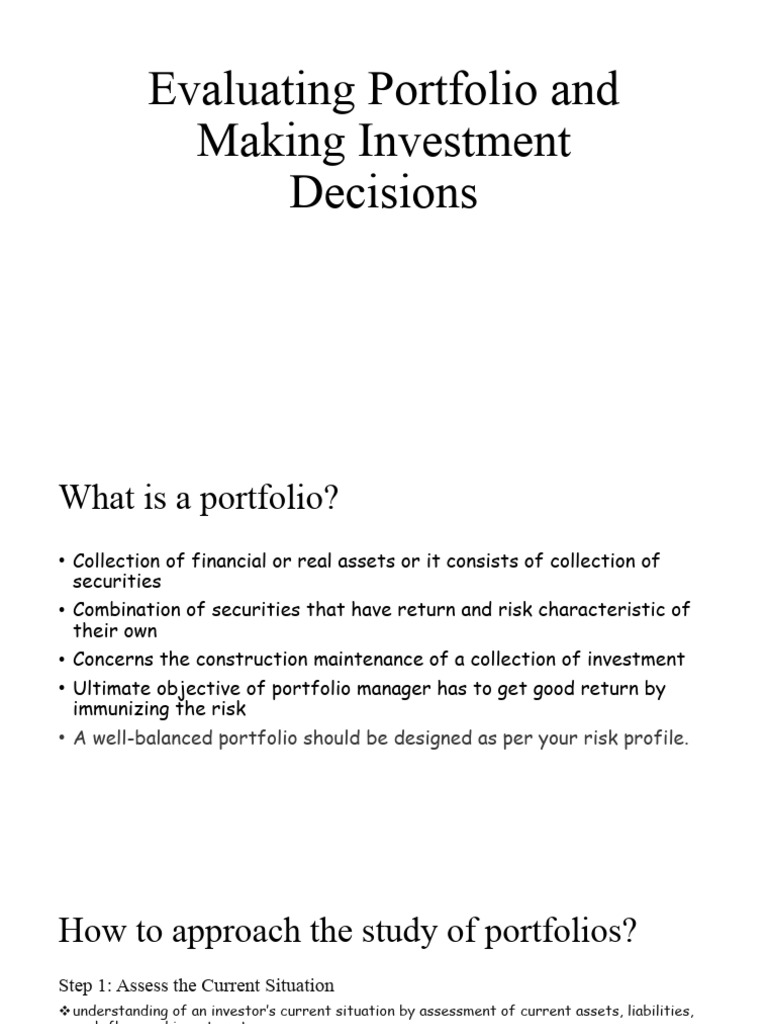 Evaluating Portfolio and Making Investment Decisions | PDF | Investing ...