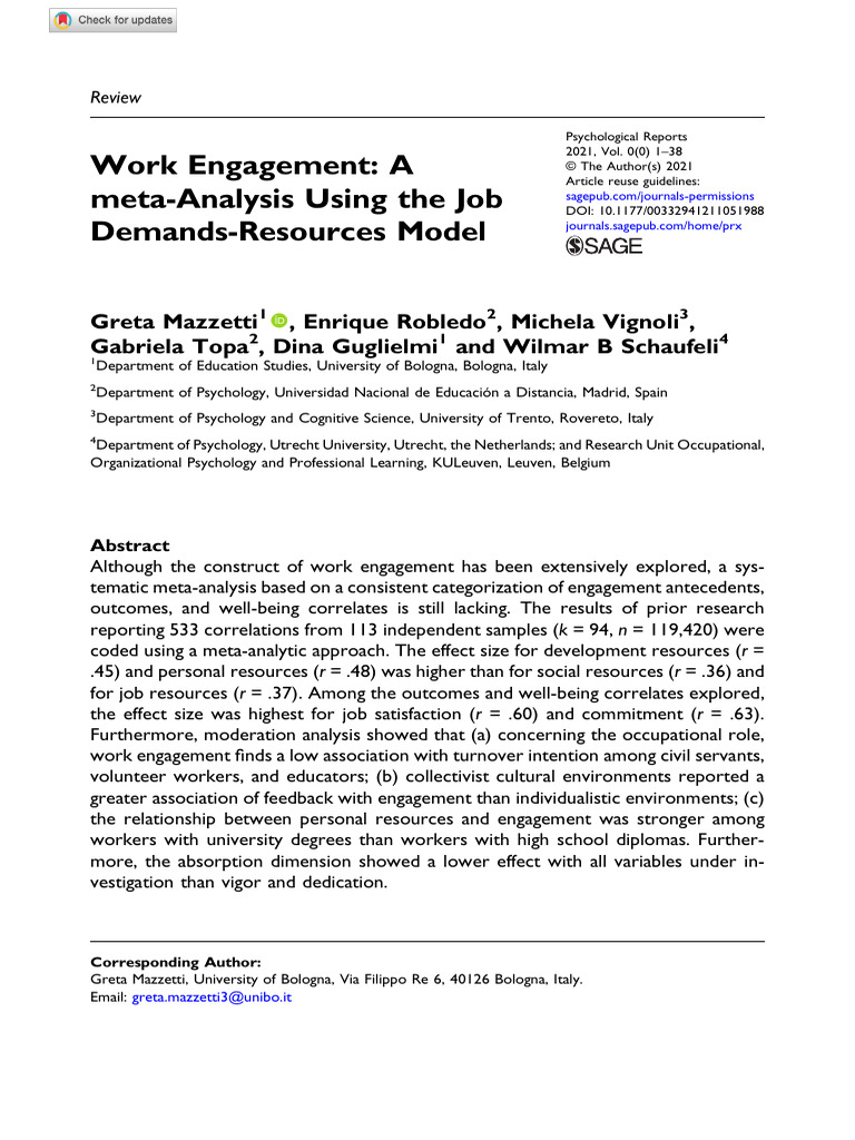 Using The Job Demands Resources Model To Draw