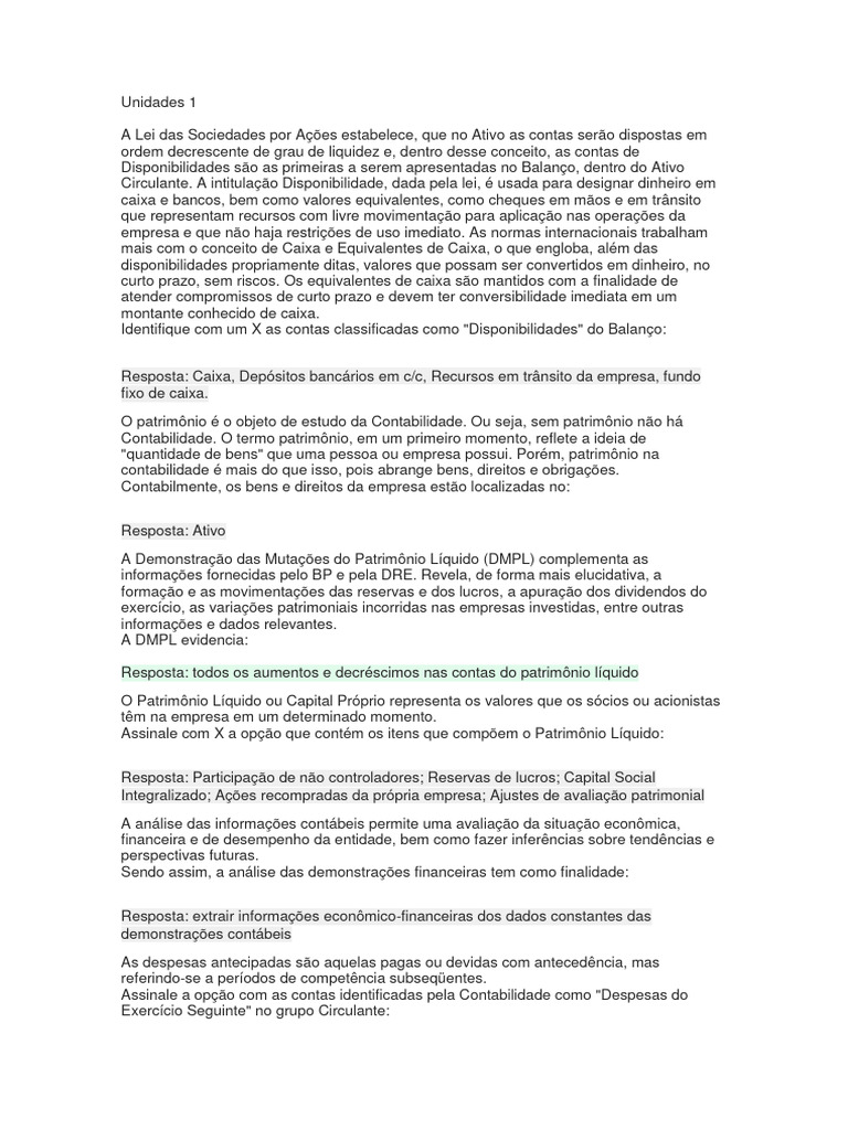 Atividades contextualizadas analise das demonstra es cont beis pdf