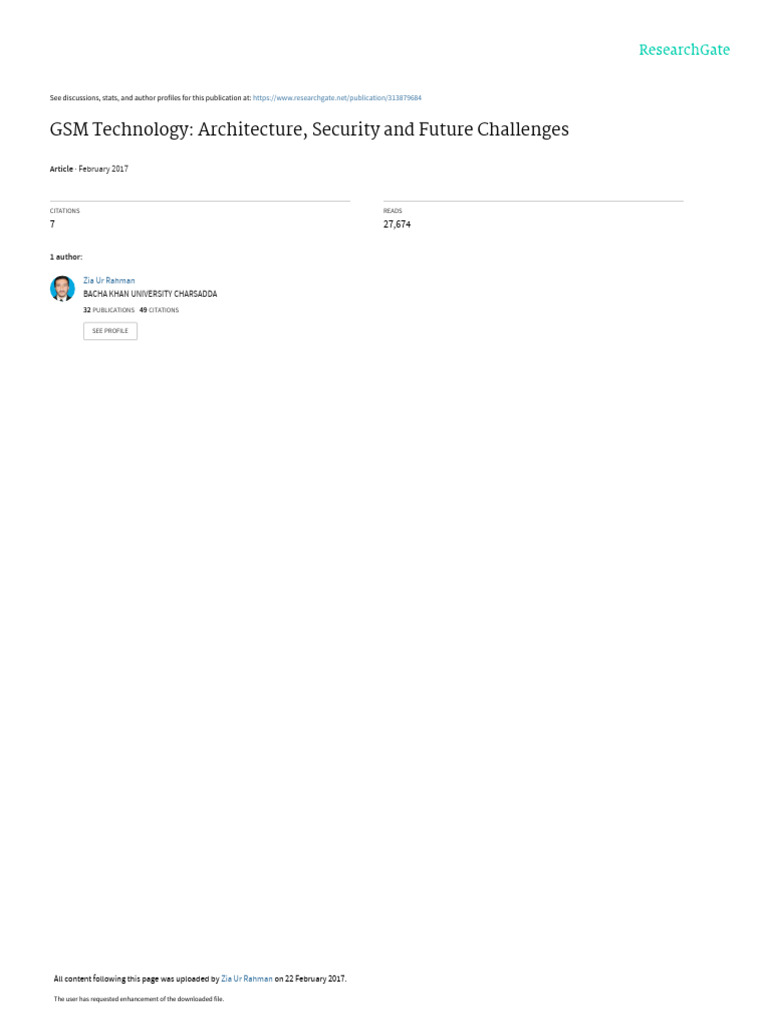 Gsm Technology Architecture Security And Future Challenges Pdf