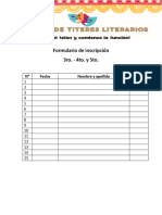 Formulario de Inscripción y Materiales Taller de Títeres