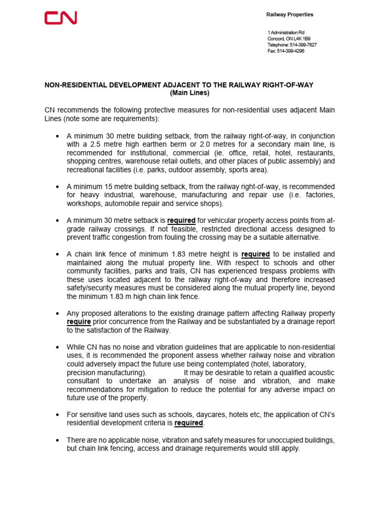 Railway Setback CNRail | PDF | Rail Transport | Noise