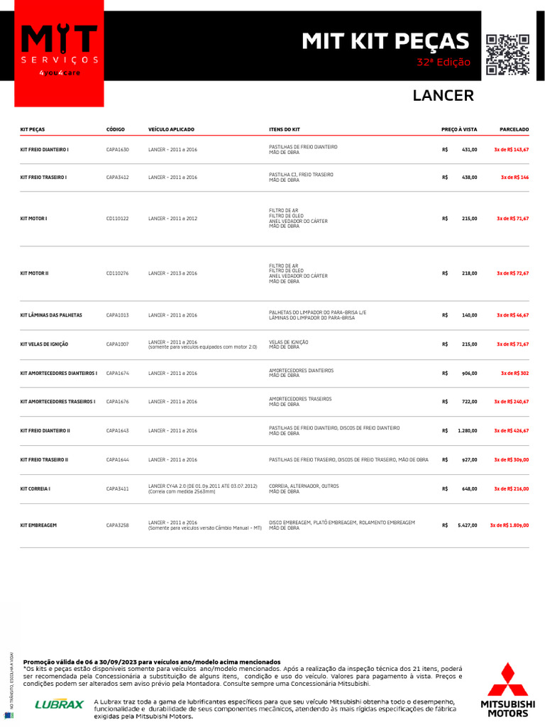Catálogo de Peças Mitsubishi Lancer 2023 | PDF | Veículos ...