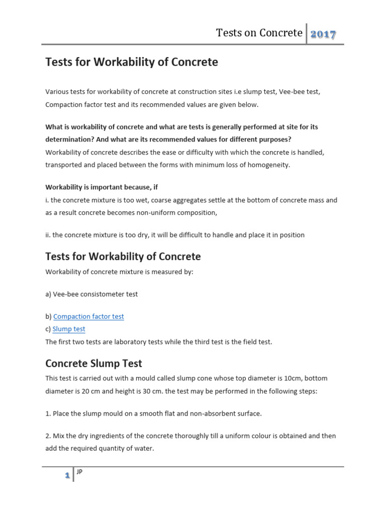 Concrete Testing Methods and Procedures | PDF | Concrete | Construction ...