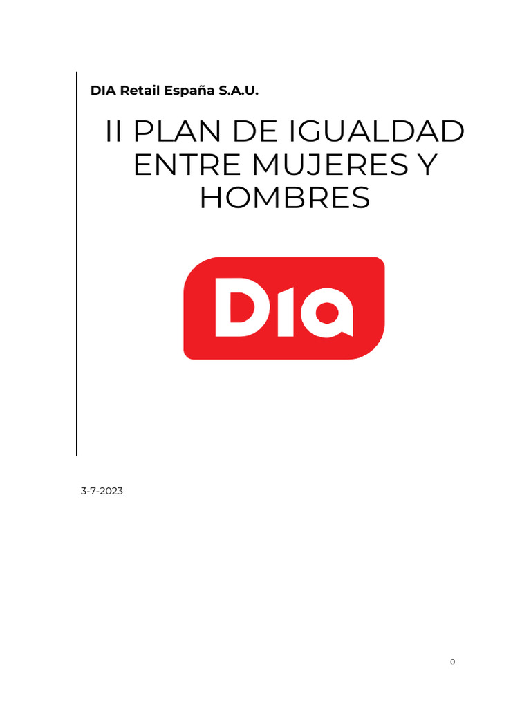 II Plan de Igualdad en DIA Retail España | PDF | Igualdad de género ...