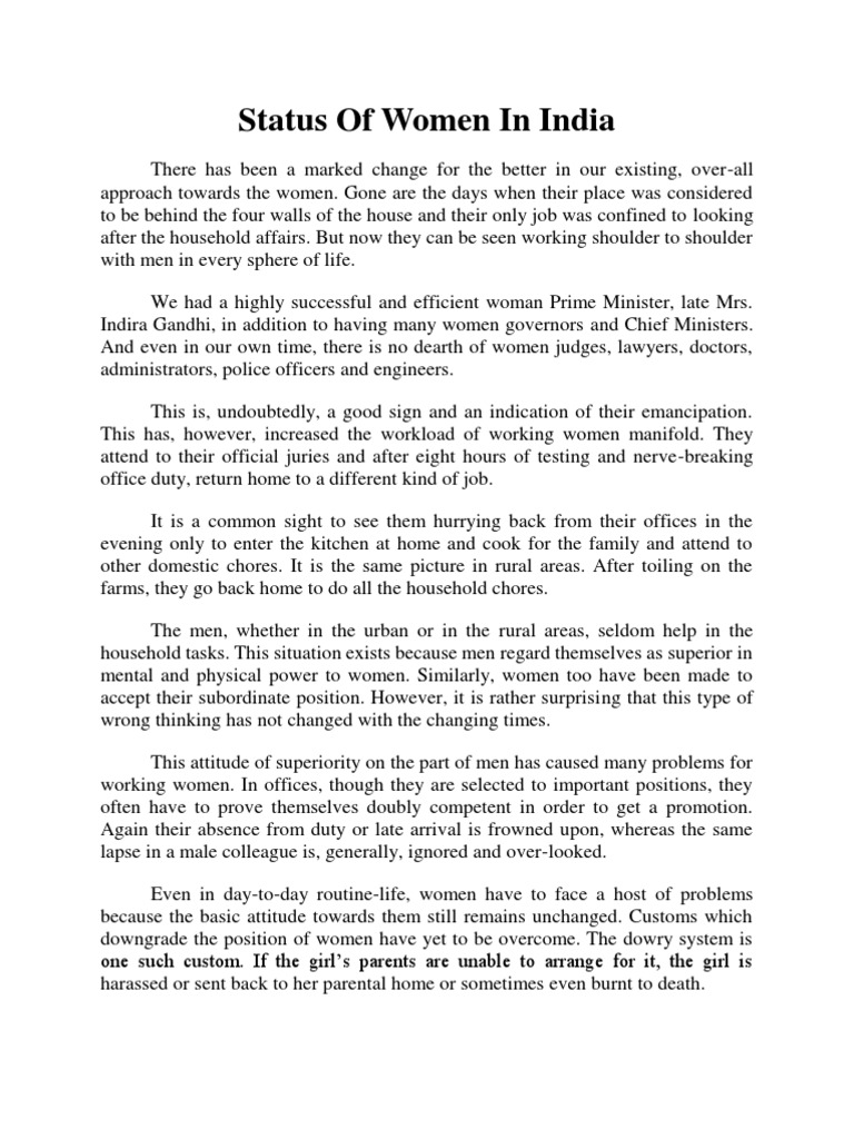 Evolving Status of Women in India | PDF | Gender Equality | Gender Studies