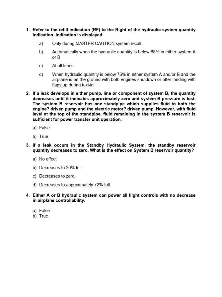 Hydraulic Question Bank PDF Pump Flap (Aeronautics)