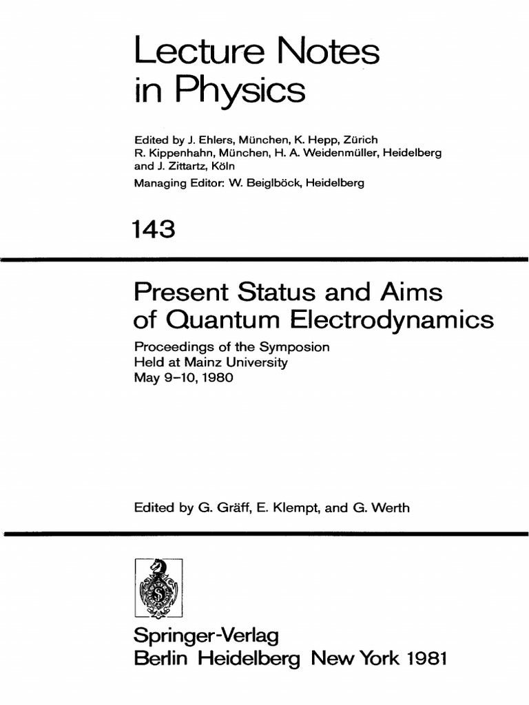 Lecture Notes: Physics | PDF | Quantum Electrodynamics | Electron