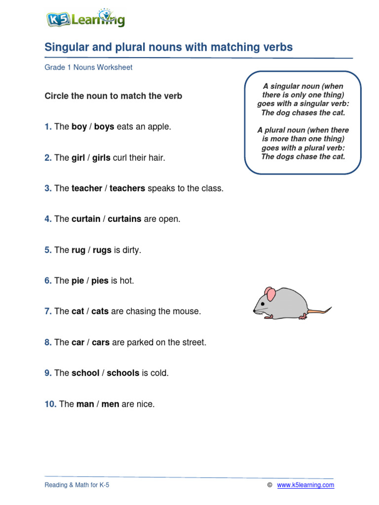 Grade 1 Matching Verbs Nouns A Pdf