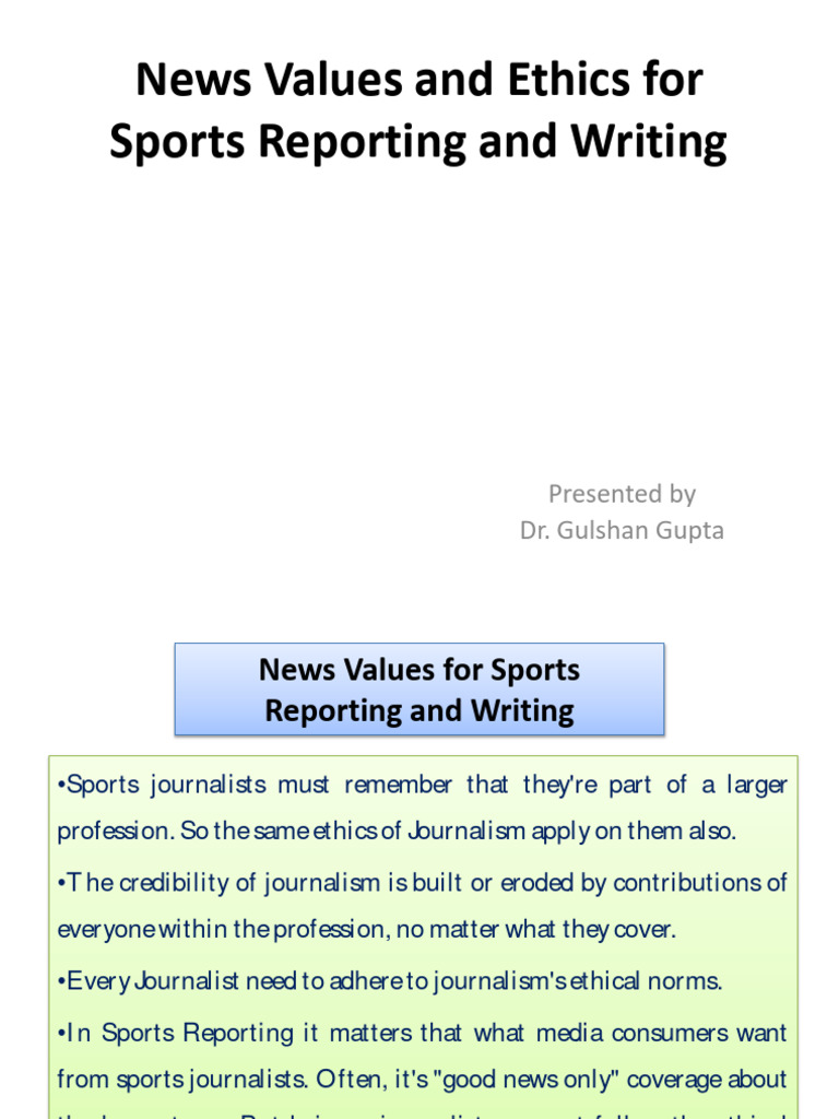 News Values and Ethics For Sports Reporting and Writing PDF