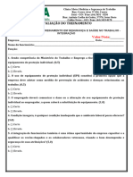 Avaliação NR 1 - Capacitação e Treinamento em Segurança e Saúde No Trabalho - Integração